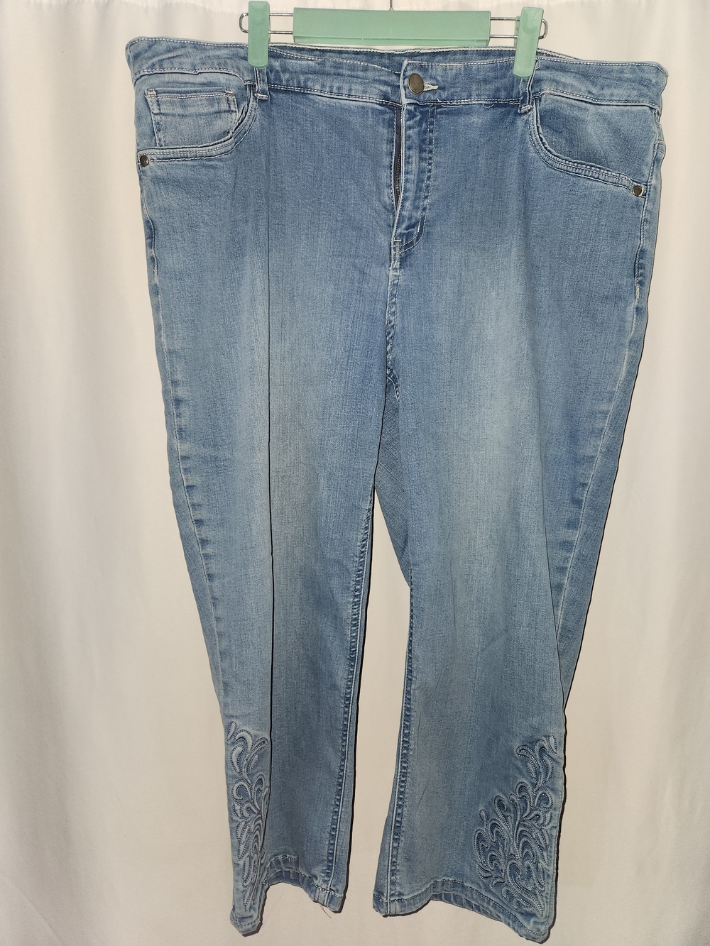 CJ Bank Light Blue Straight Leg Jeans with Embroidered Hem # unique #casual #fun